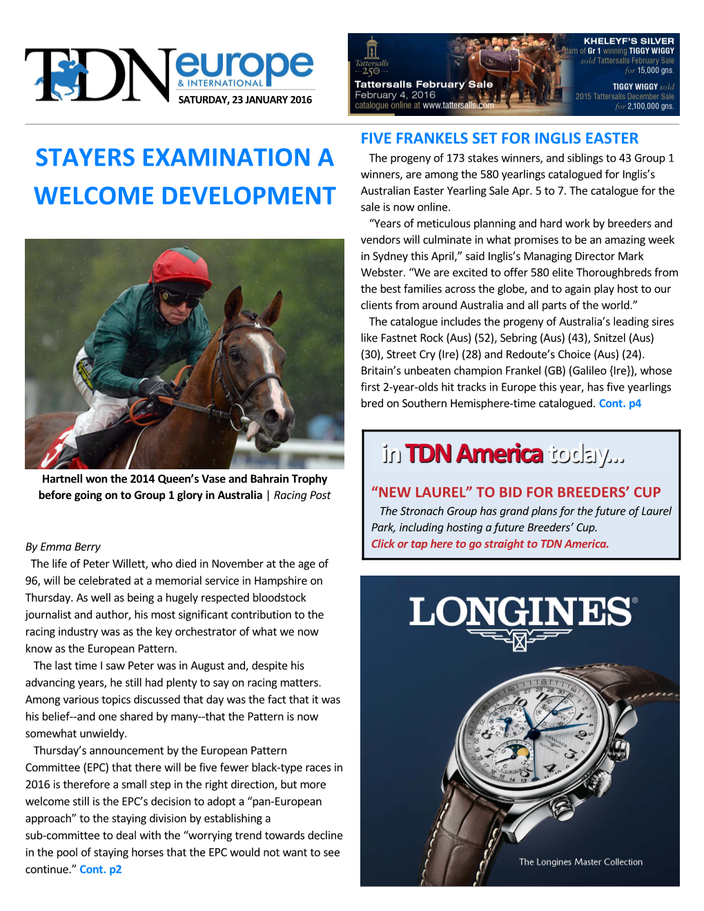 Stayers Examination a Welcome Development Cont
