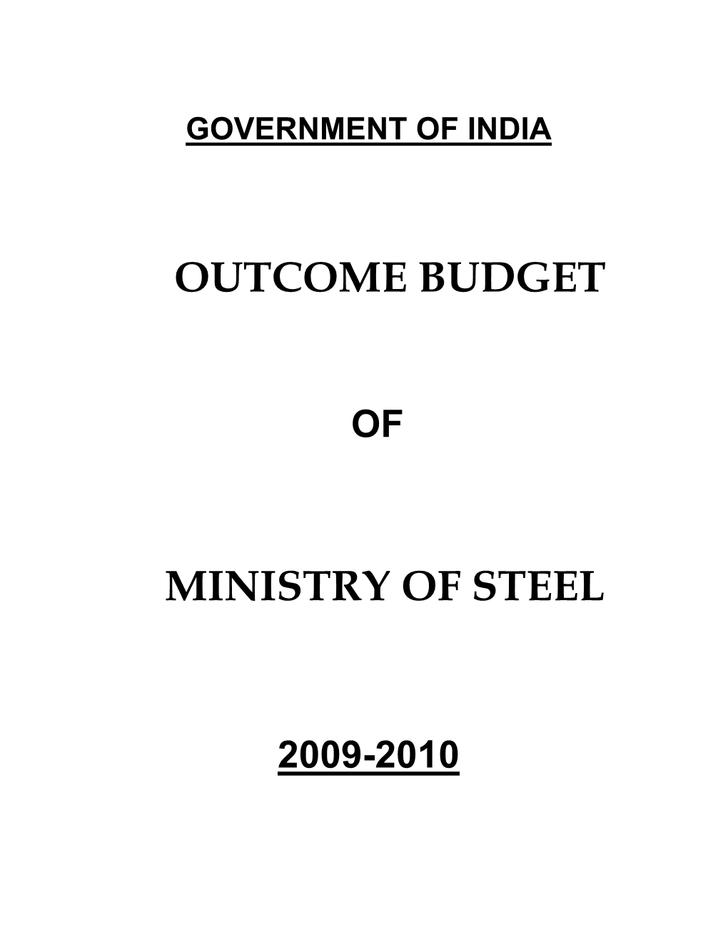 Outcome Budget Ministry of Steel