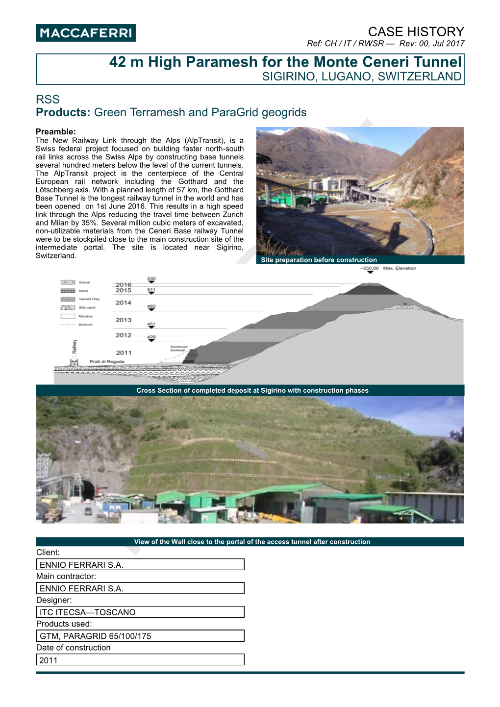 Ch-Rwsr-It-Paramesh for the Monte Ceneri Tunnel