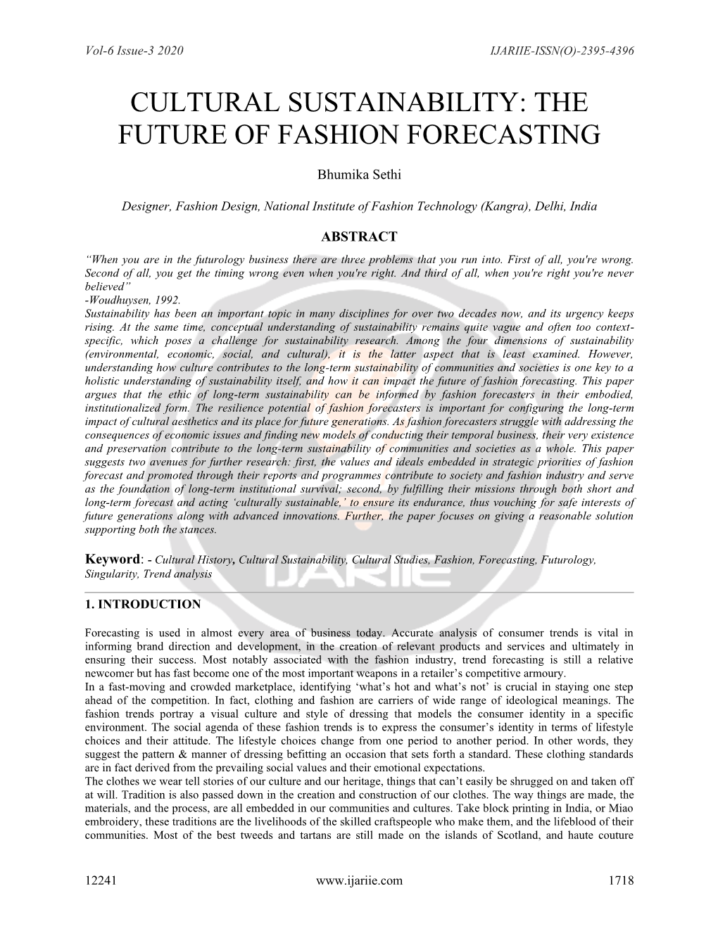 Cultural Sustainability: the Future of Fashion Forecasting