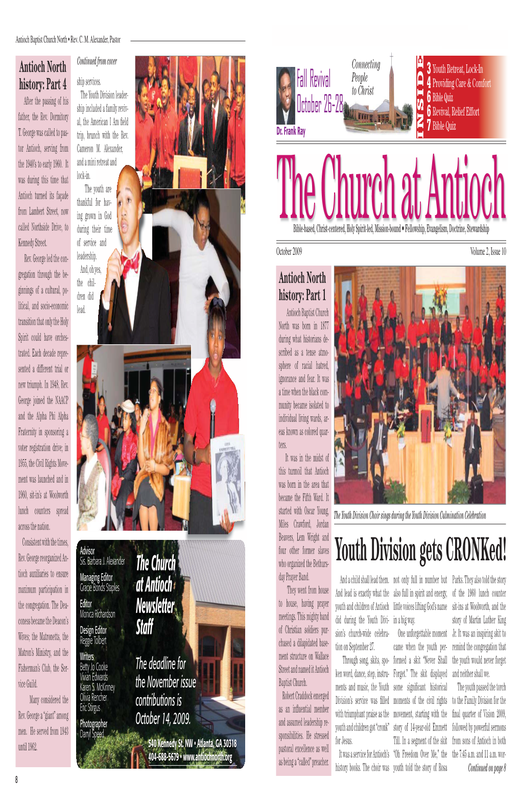 Youth Division Gets Cronked! Tioch Auxiliaries to Ensure the Church Managing Editor Day Prayer Band