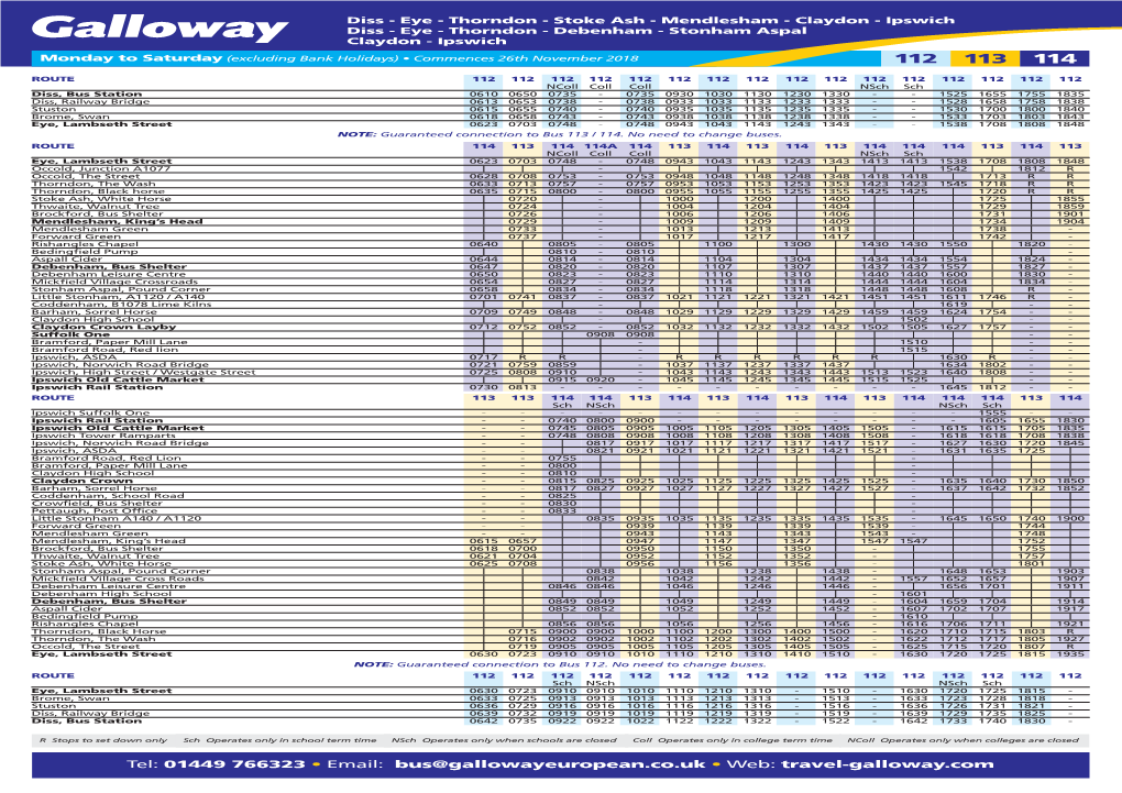 Bus 113 &114 Timetables (Pdf)