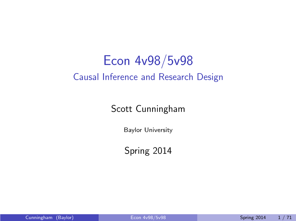 Econ 4V98/5V98 Causal Inference and Research Design