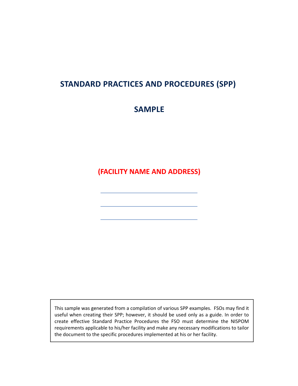 Standard Practices and Procedures (Spp)