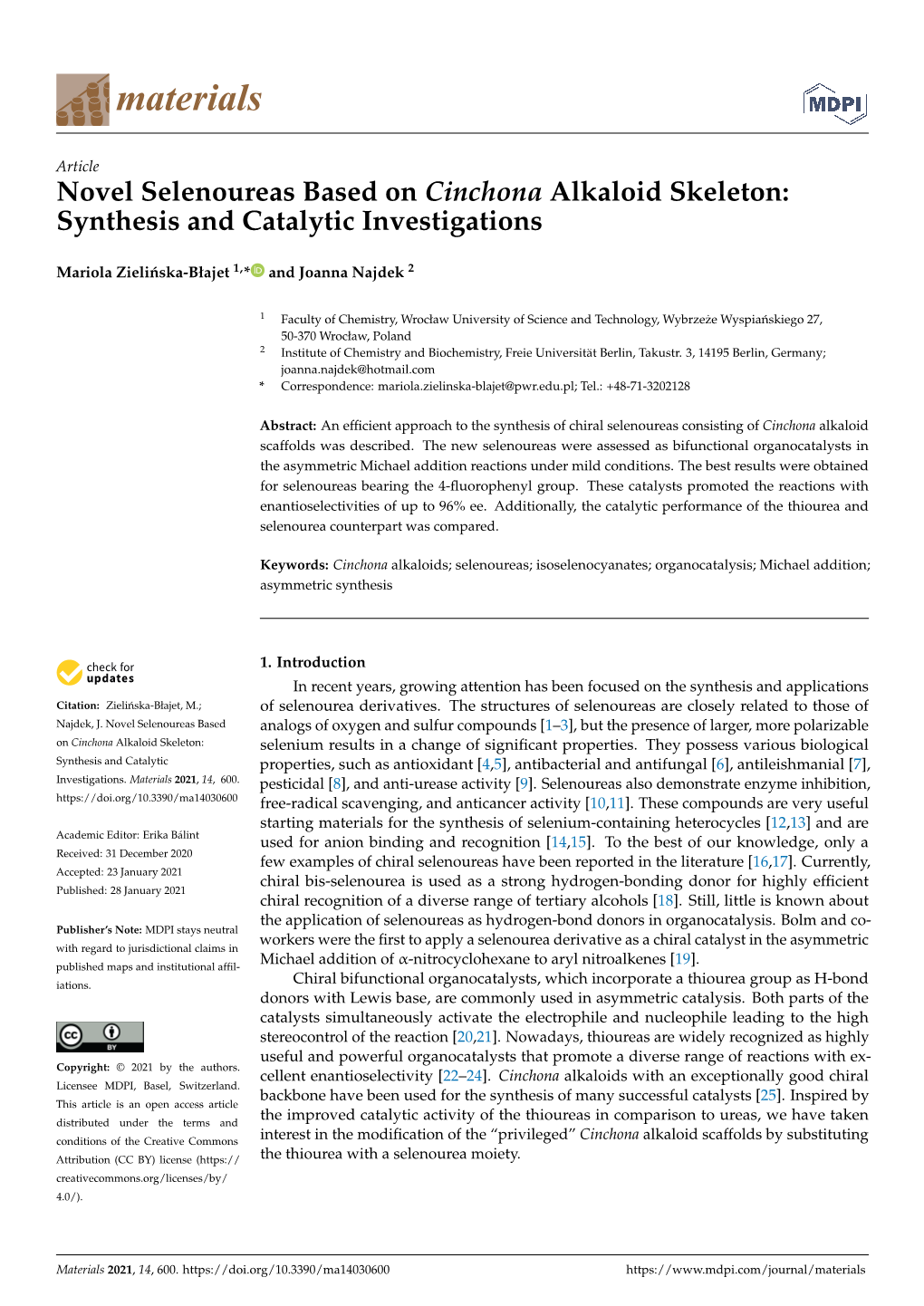 Synthesis and Catalytic Investigations