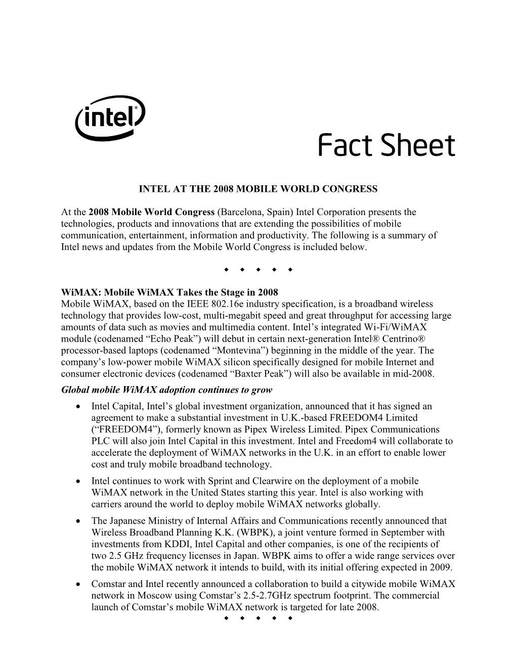 News Fact Sheet