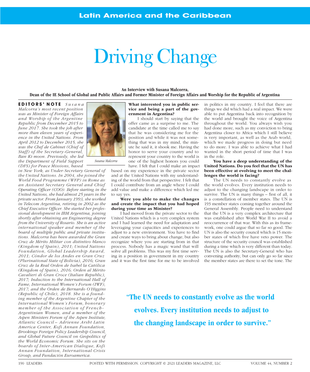 To Download a PDF of an Interview with Susana Malcorra, Dean of the IE