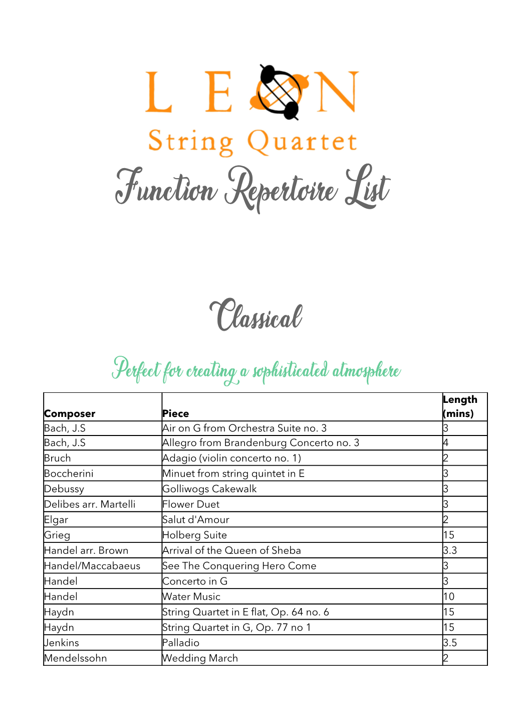 Repertoire List