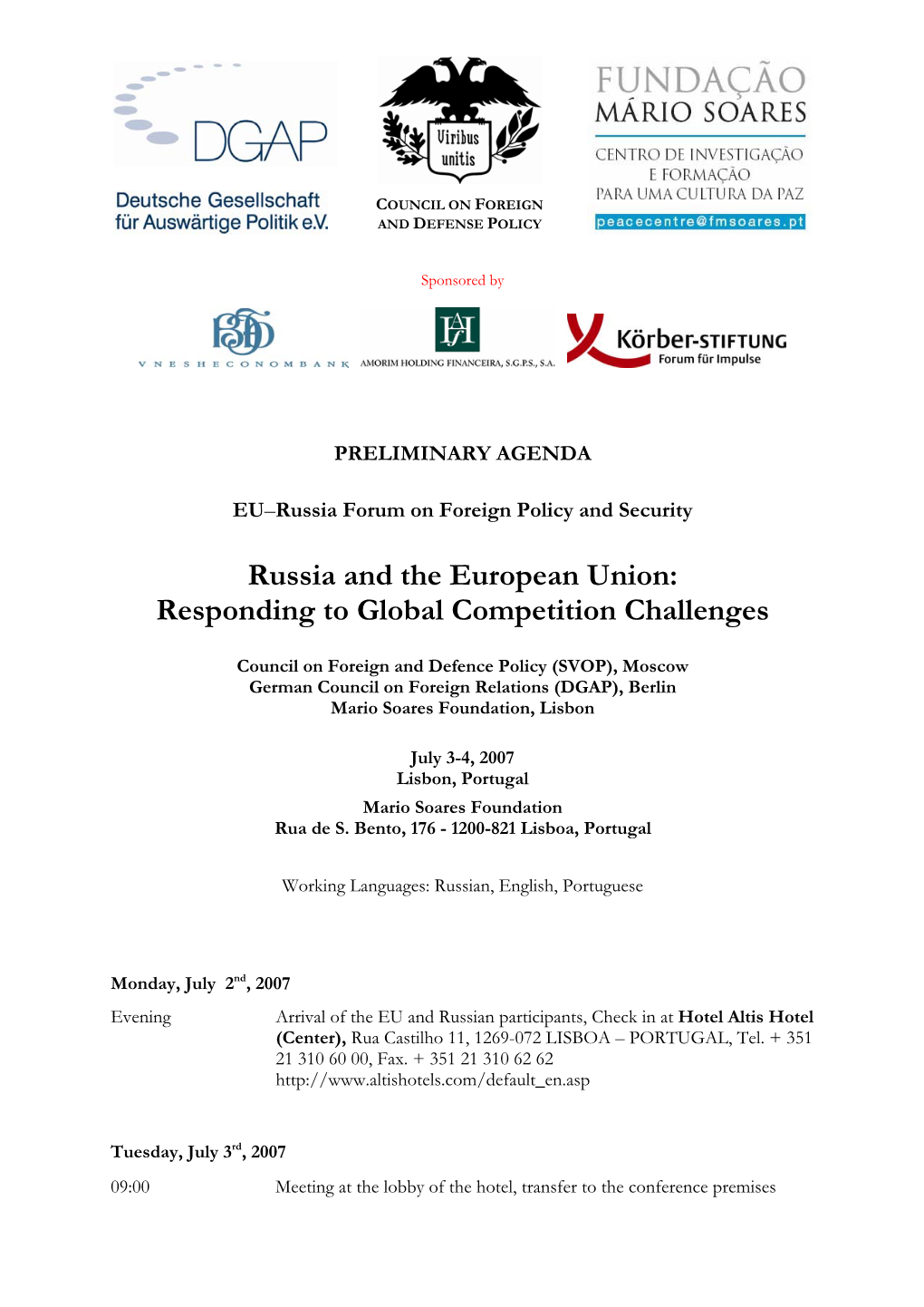 Russia and the European Union: Responding to Global Competition Challenges
