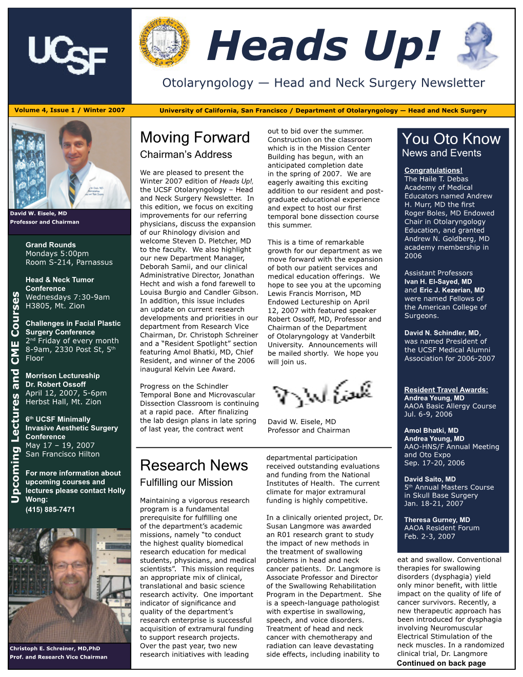 Heads Up! Otolaryngology — Head and Neck Surgery Newsletter