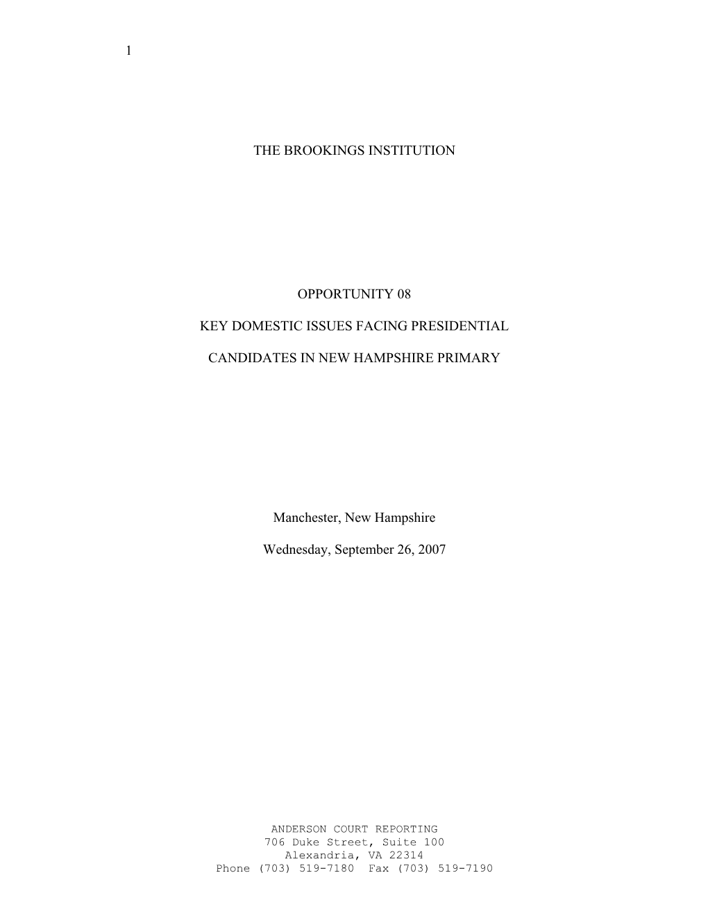 1 the Brookings Institution Opportunity 08 Key