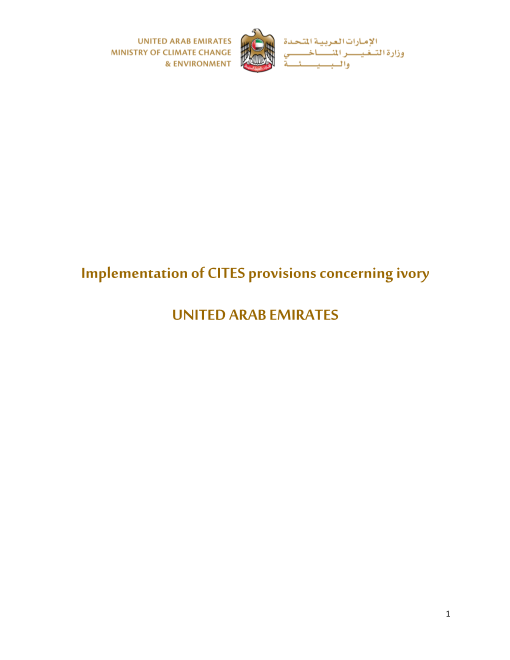 Implementation of CITES Provisions Concerning Ivory UNITED ARAB