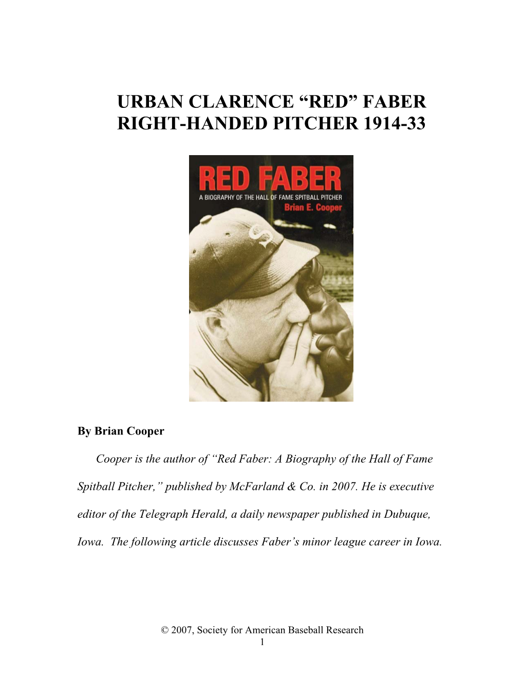 "Red" Faber (Chicago AL