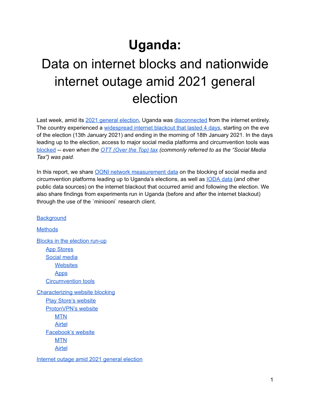 Uganda: Data on Internet Blocks and Nationwide Internet Outage Amid 2021 General Election