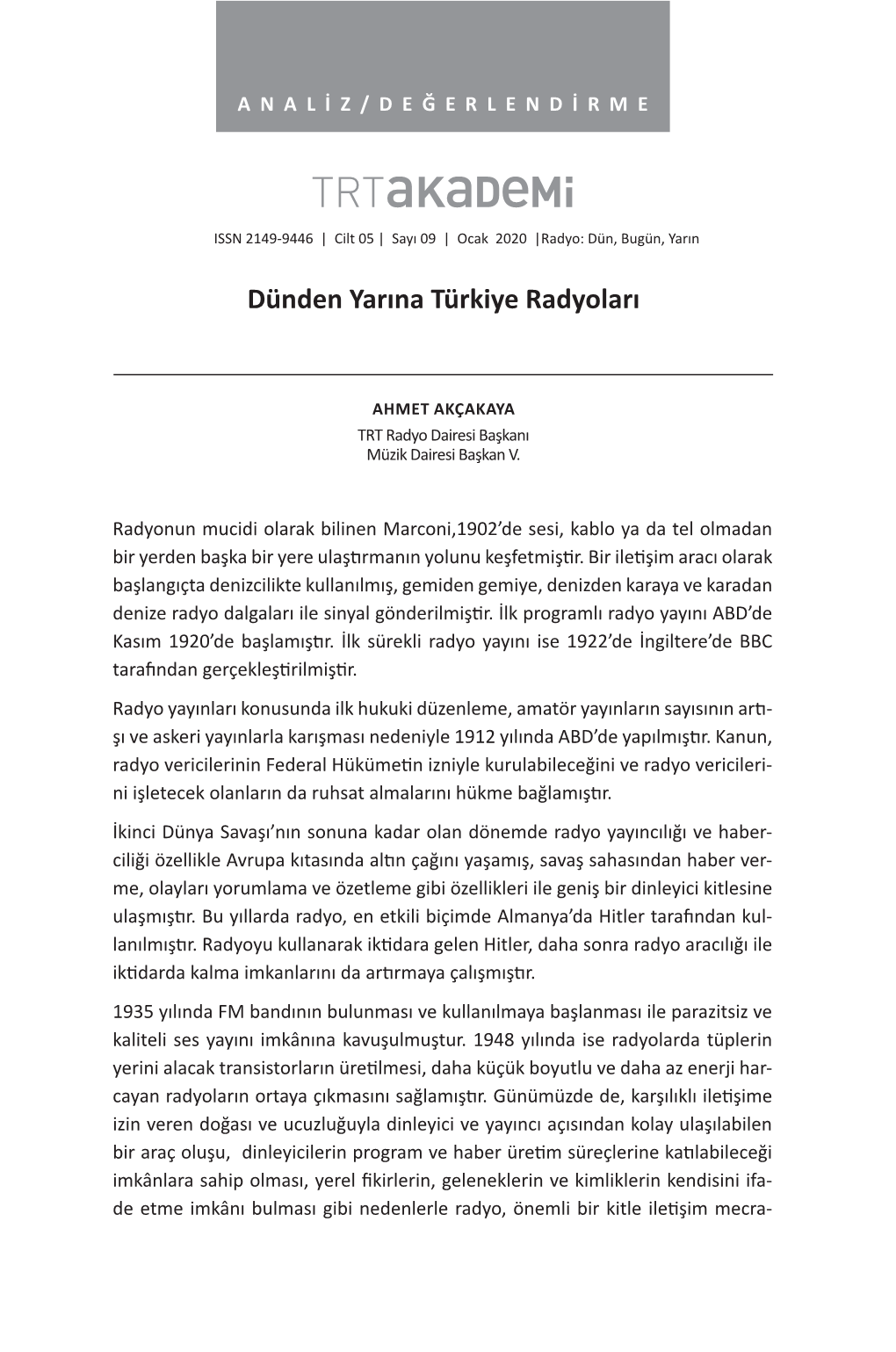 Dünden Yarına Türkiye Radyoları