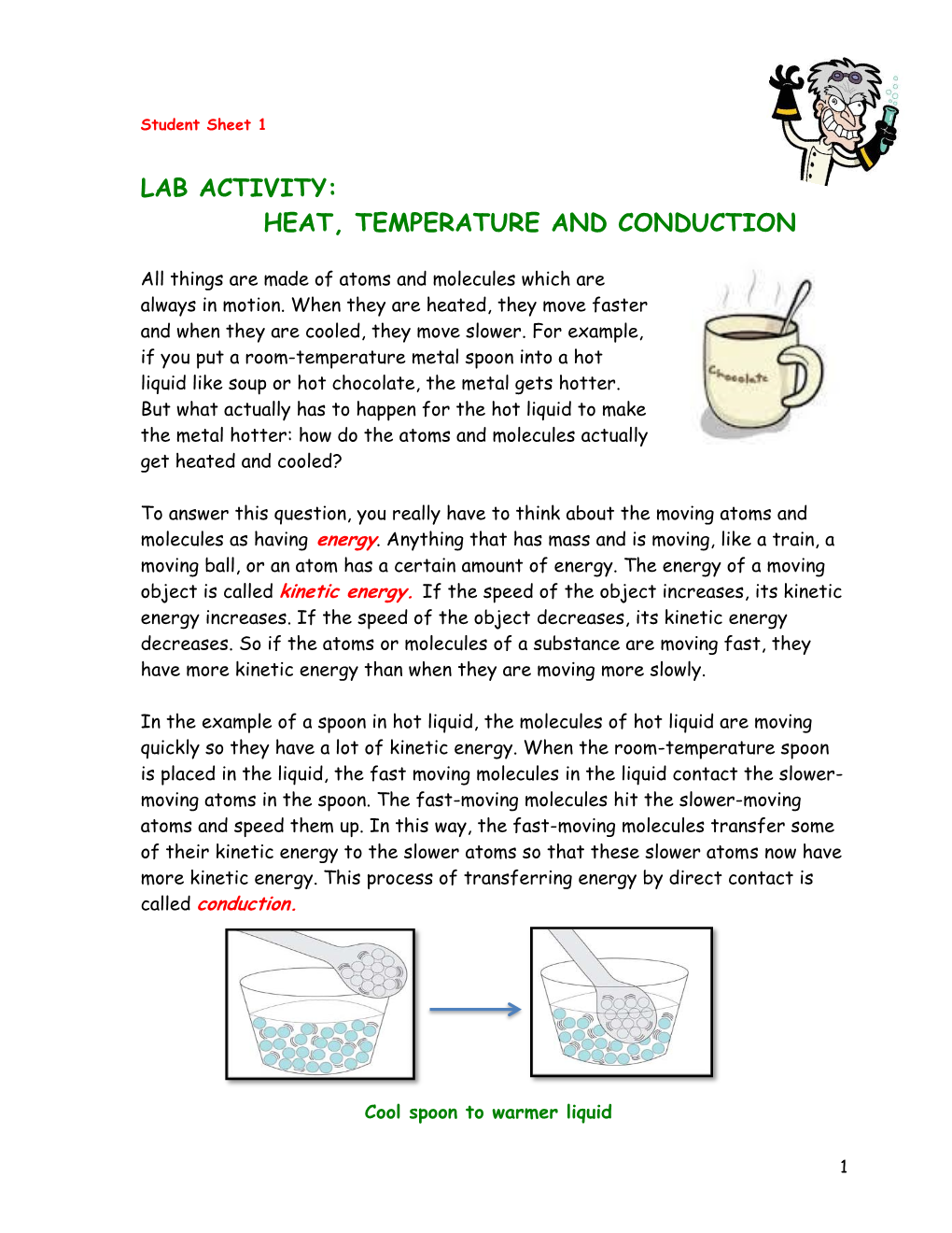 Lab Activity: Heat, Temperature and Conduction