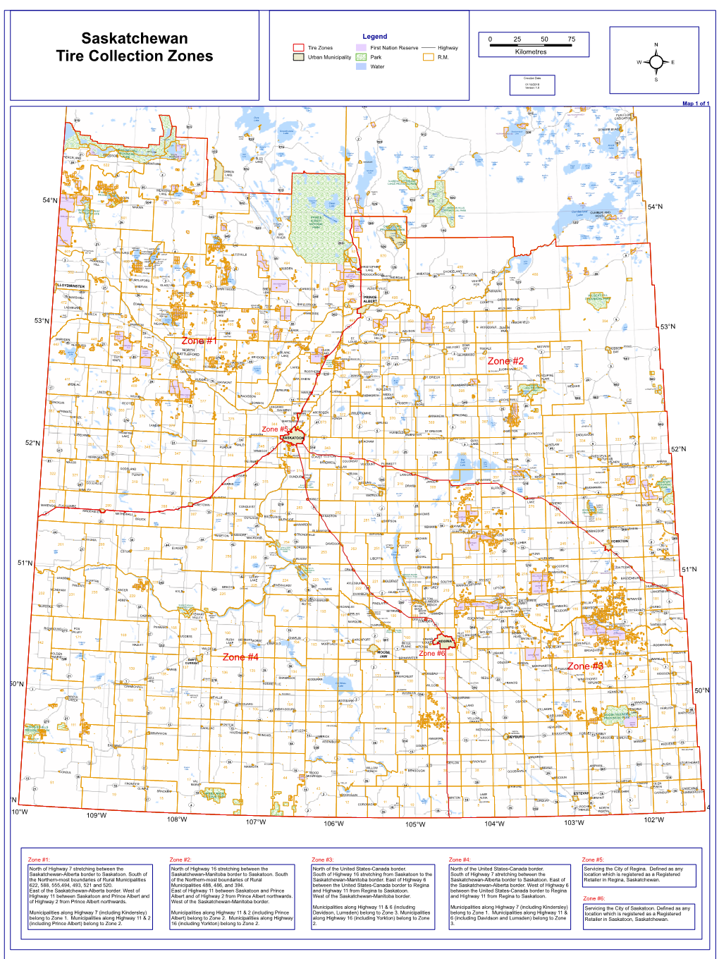 Saskatchewan Tire Collection Zones