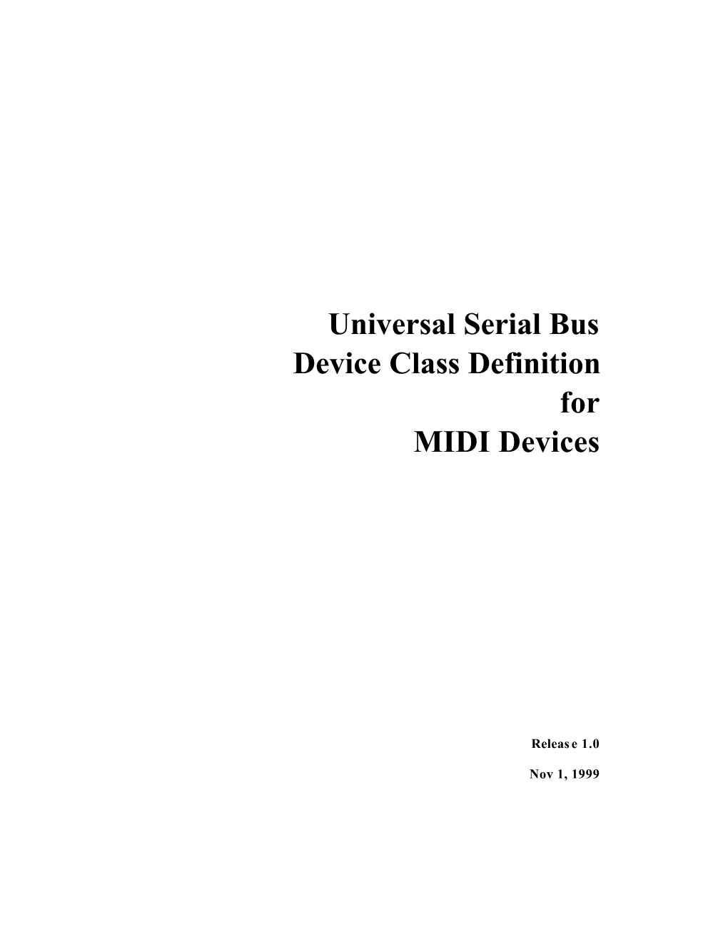 Universal Serial Bus Device Class Definition for MIDI Devices