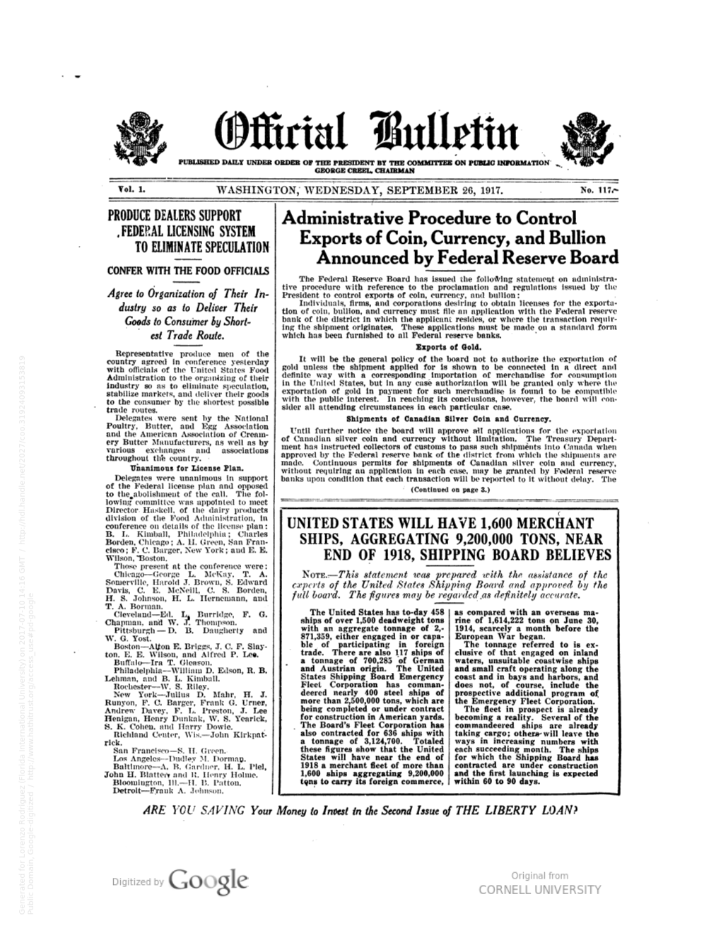 Official U. S. Bulletin