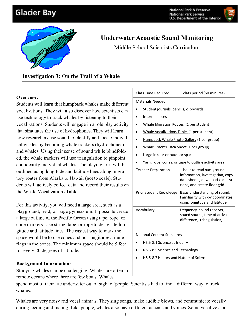 Underwater Acoustic Sound Monitoring Middle School Scientists Curriculum