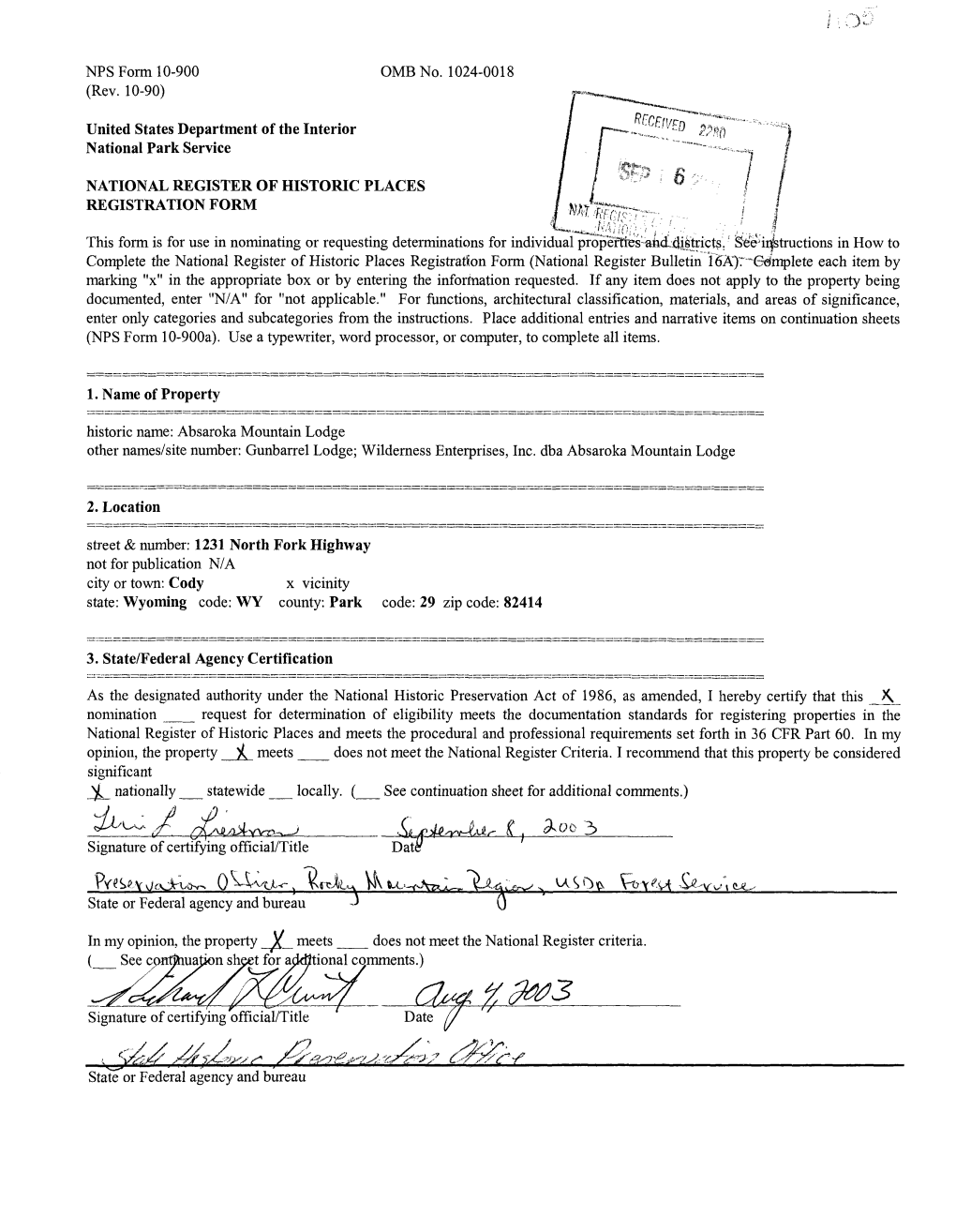 Absaroka Mountain Lodge National Register Form Size