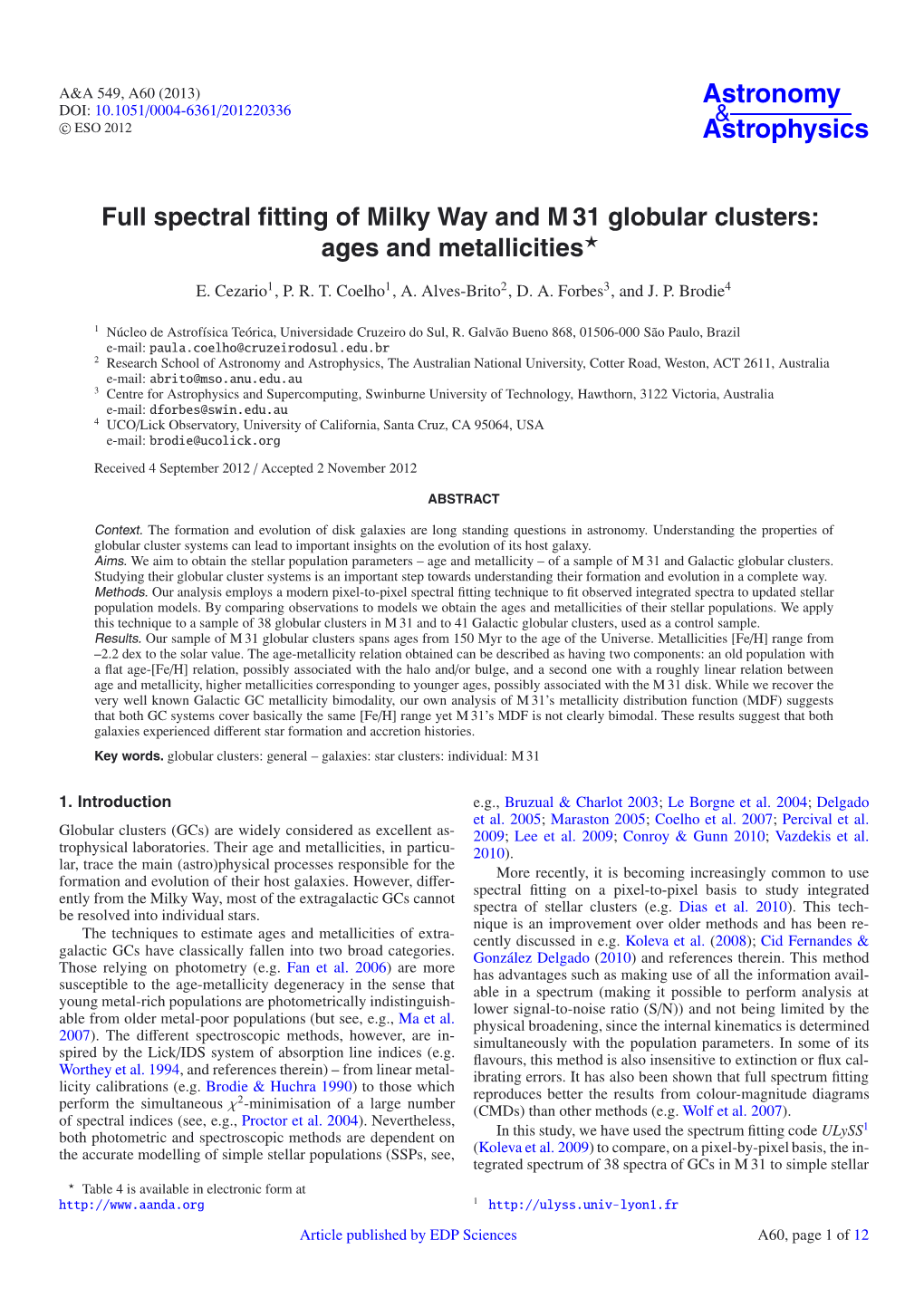 Full Spectral Fitting of Milky Way and M 31 Globular Clusters: Ages and Metallicities