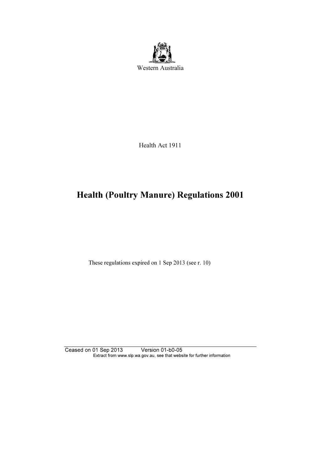 Health (Poultry Manure) Regulations 2001