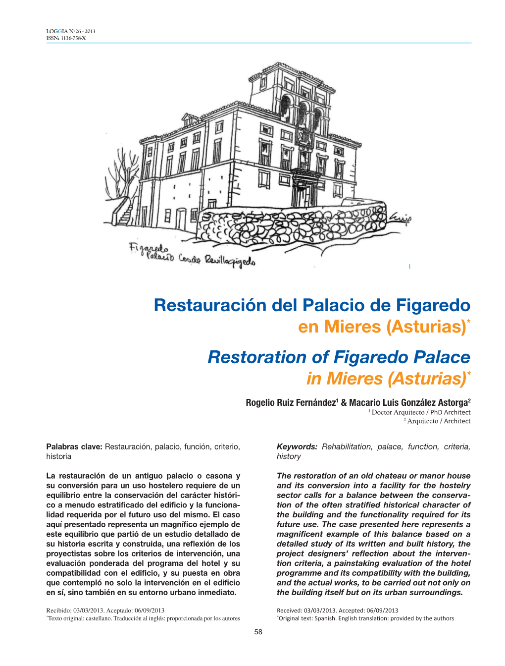 Restauración Del Palacio De Figaredo En Mieres (Asturias)* Restoration of Figaredo Palace in Mieres (Asturias)*