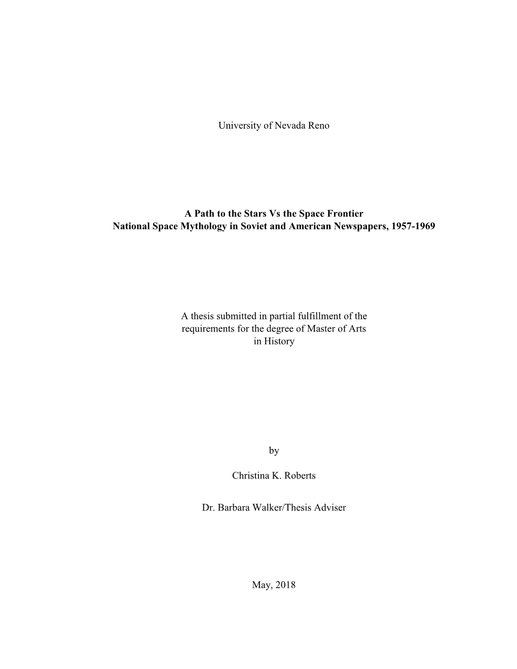 University of Nevada Reno a Path to the Stars Vs the Space Frontier National Space Mythology in Soviet and American Newspapers