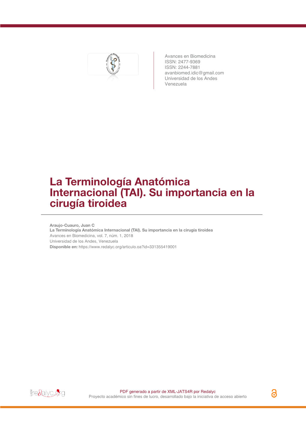 La Terminología Anatómica Internacional (TAI)