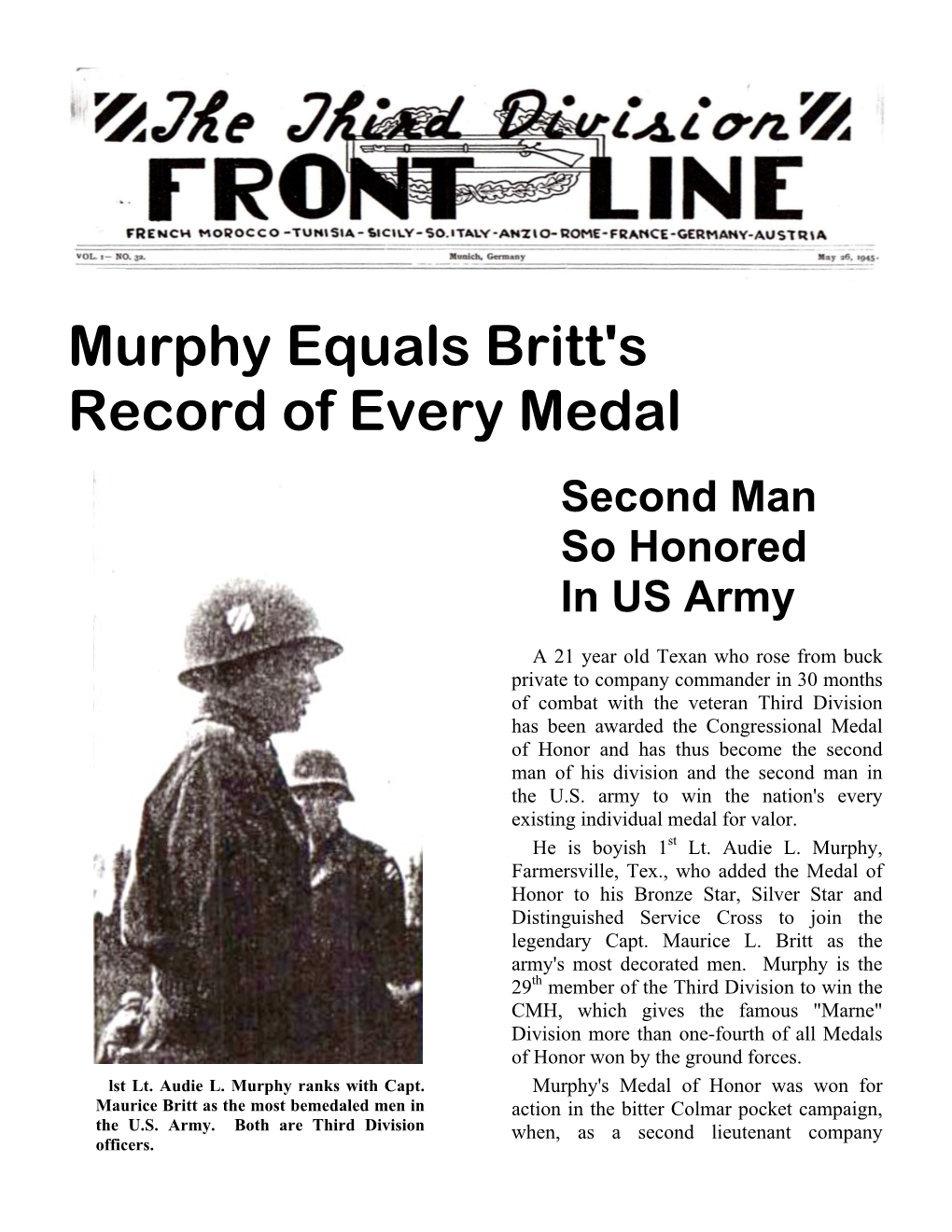 Murphy Equals Britt's Record of Every Medal