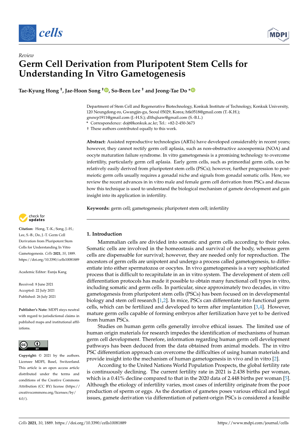 Germ Cell Derivation from Pluripotent Stem Cells for Understanding in Vitro Gametogenesis