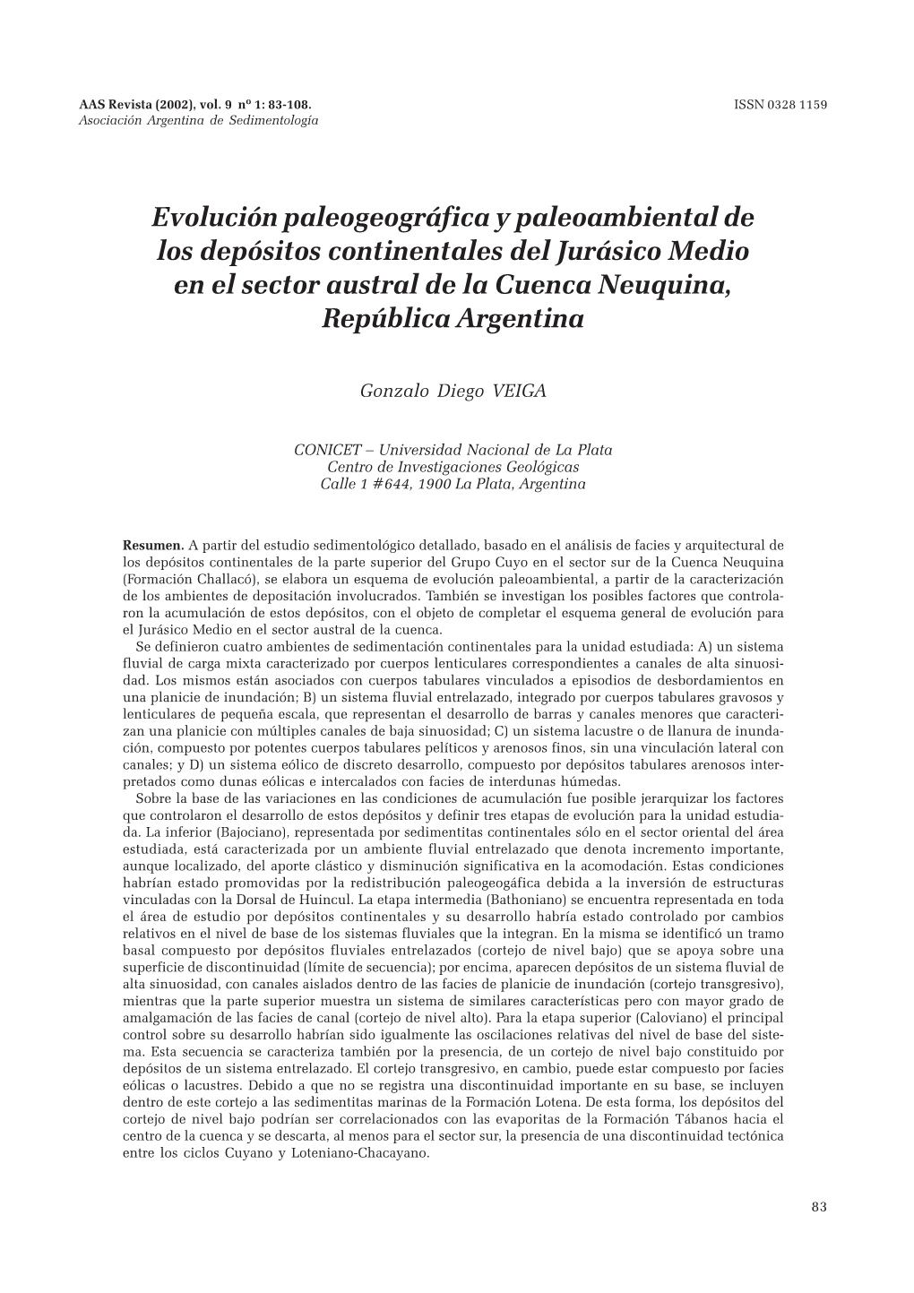 Evolución Paleogeográfica Y Paleoambiental De Los Depósitos Continentales Del Jurásico Medio En El Sector Austral De La Cuenca Neuquina, República Argentina