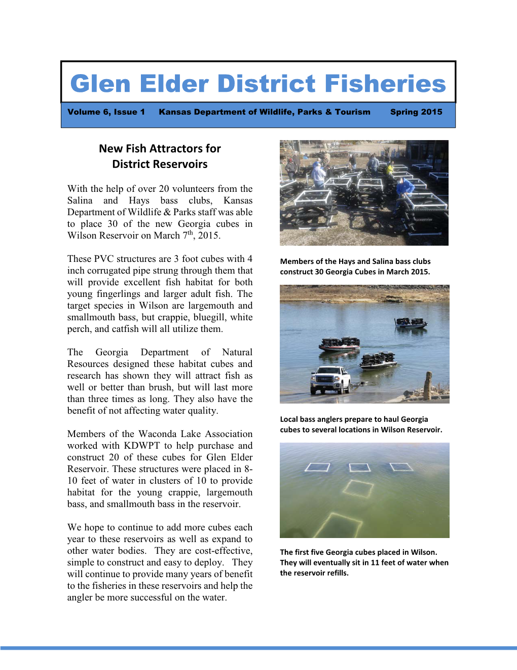 Glen Elder Fishing District Newsletter 4-10-2015