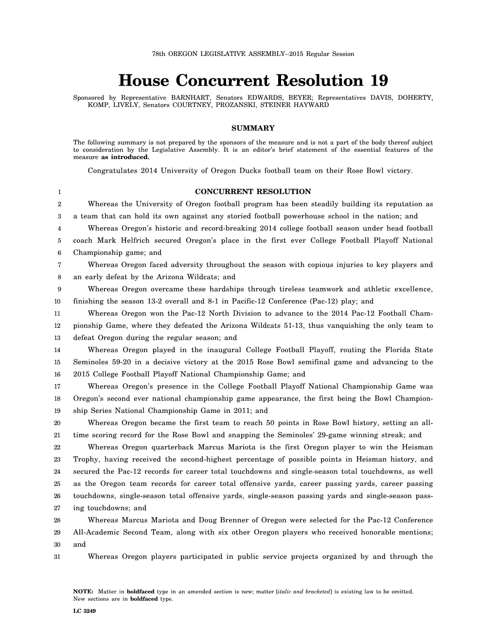 House Concurrent Resolution 19