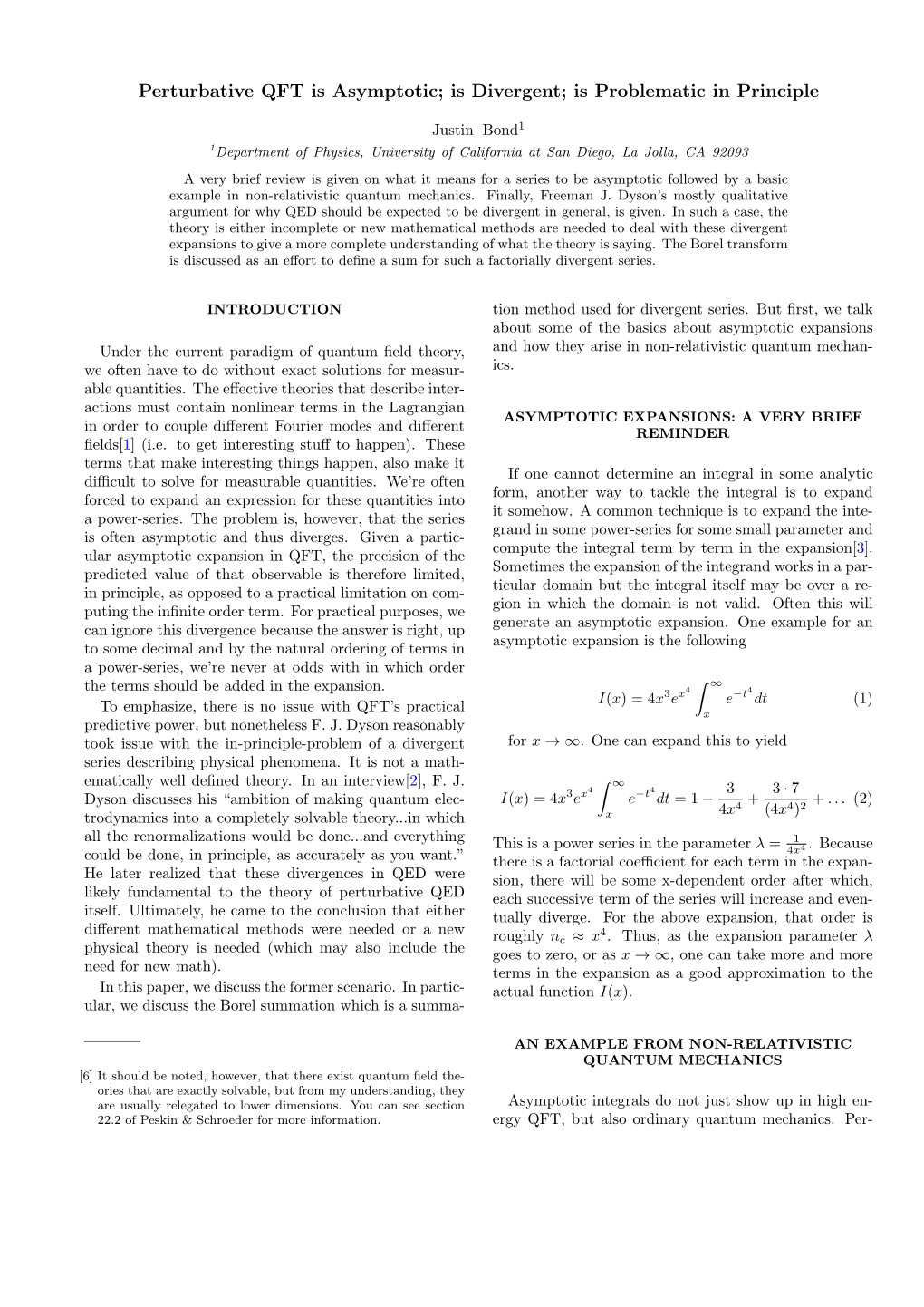 Perturbation Theory in QFT Is Asymptotic