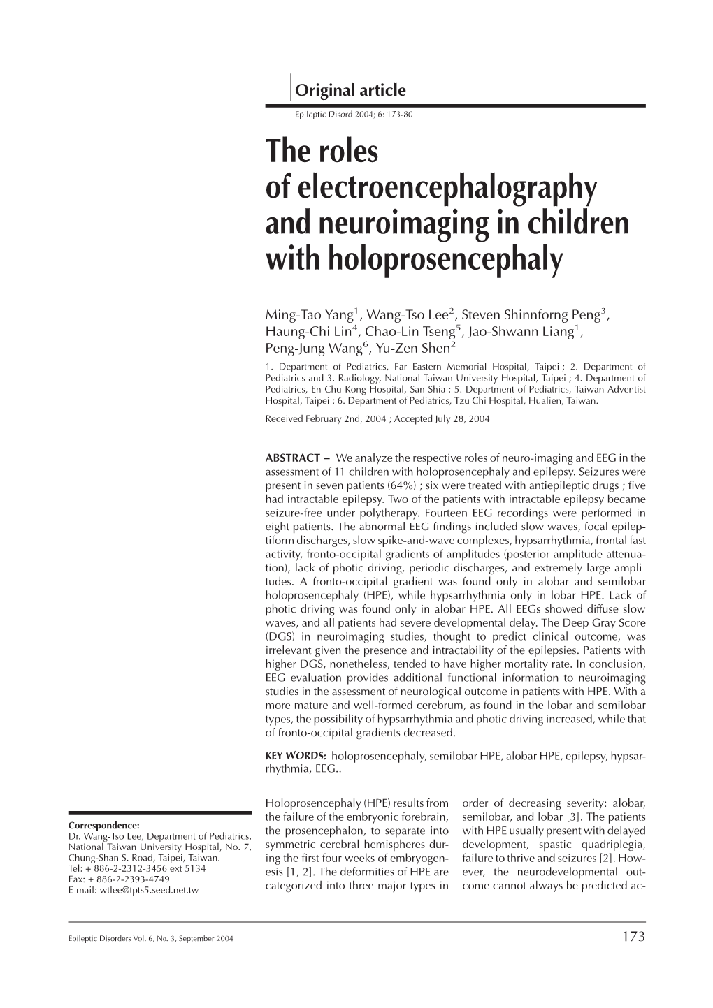 The Roles of Electroencephalography and Neuroimaging in Children with Holoprosencephaly