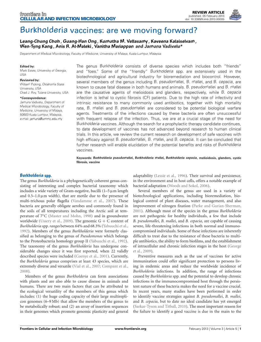 Burkholderia Vaccines: Are We Moving Forward?