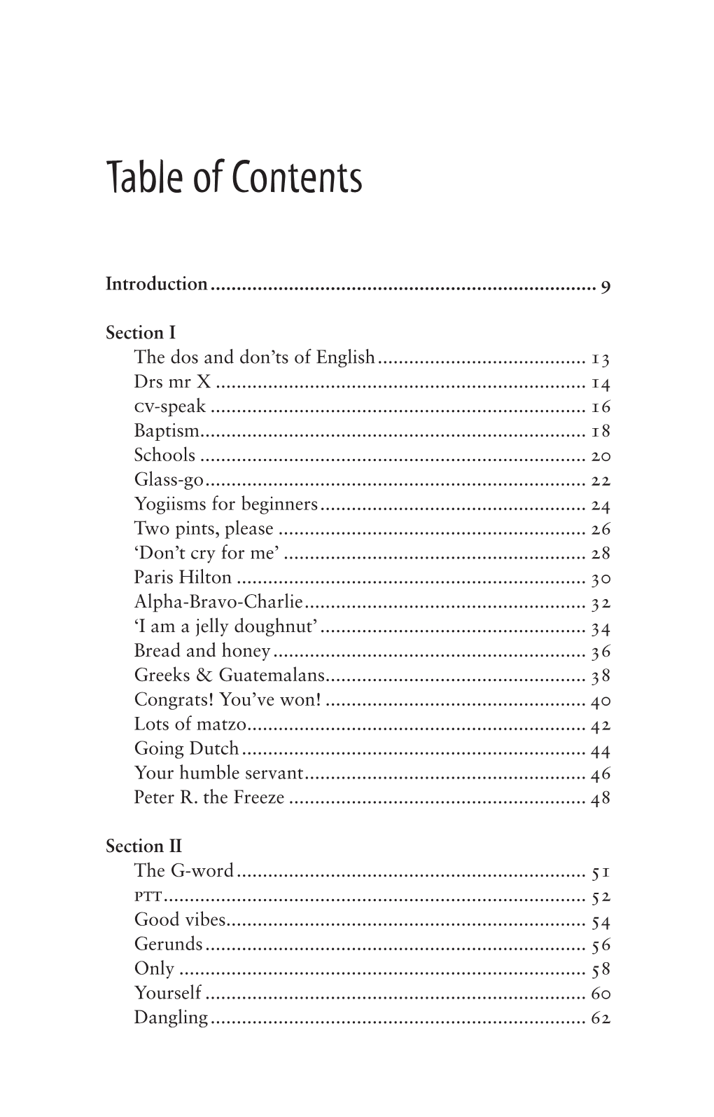 Table of Contents