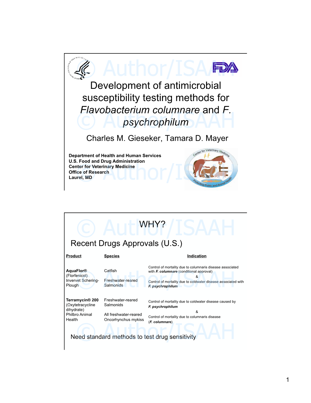 Development of Antimicrobial Susceptibility Testing Methods for Flavobacterium Columnare and F