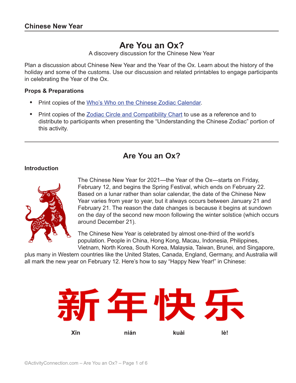 Are You an Ox? a Discovery Discussion for the Chinese New Year