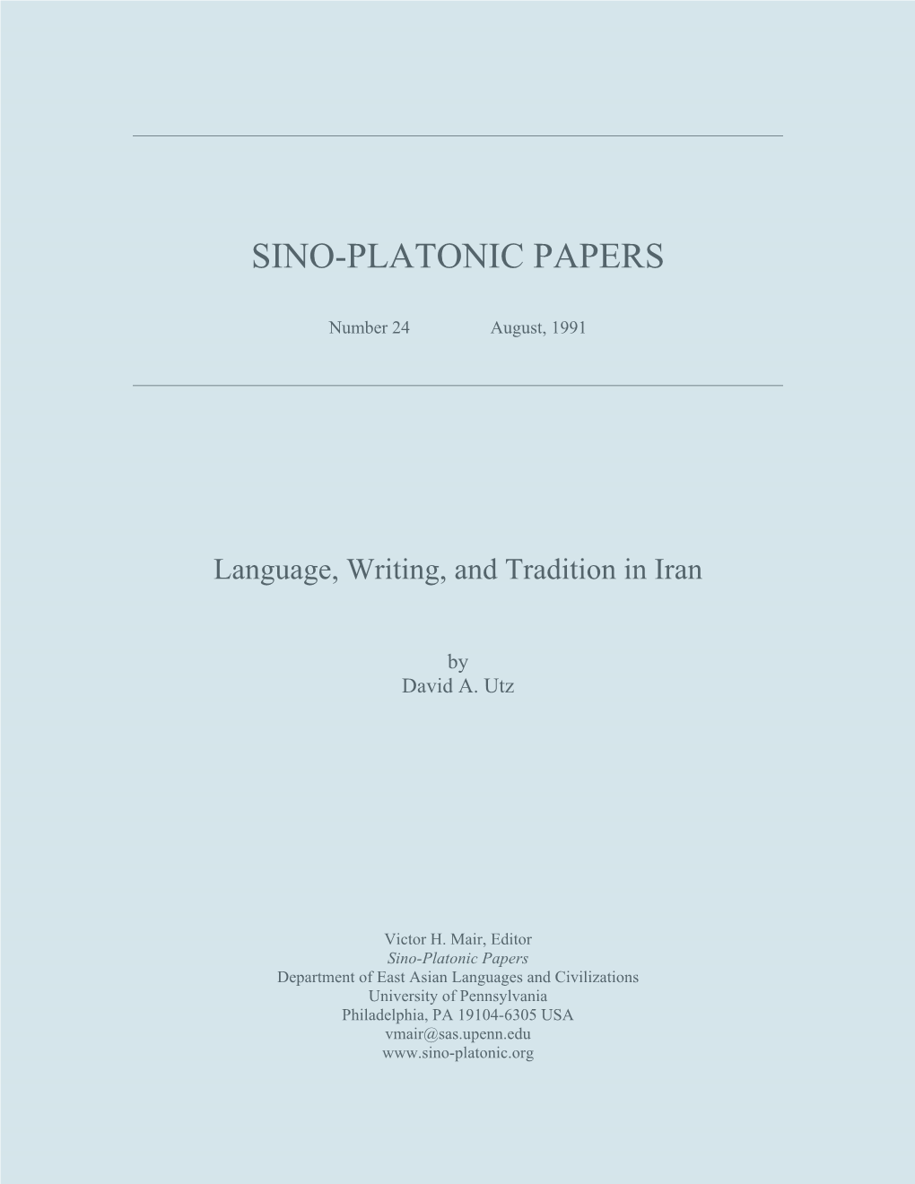 Language, Writing, and Tradition in Iran