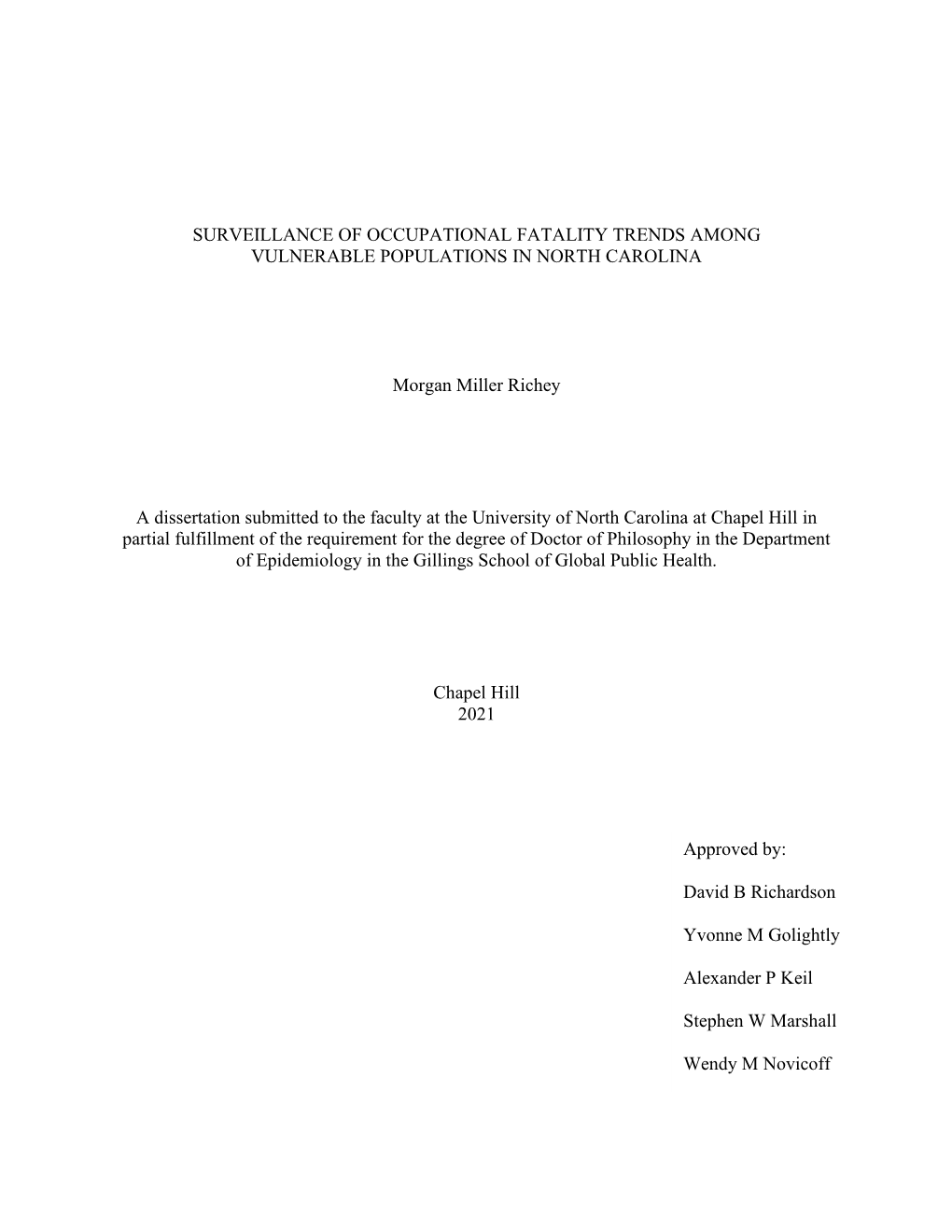 Surveillance of Occupational Fatality Trends Among Vulnerable Populations in North Carolina