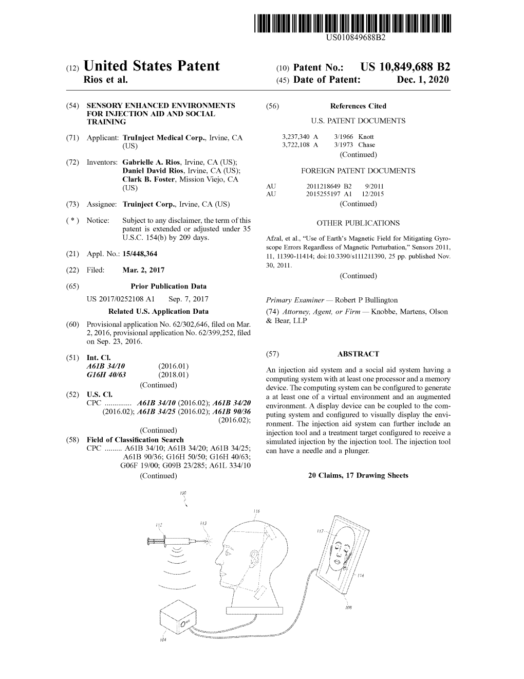 ( 12 ) United States Patent ( 10) Patent No .: US 10,849,688 B2 Rios Et Al