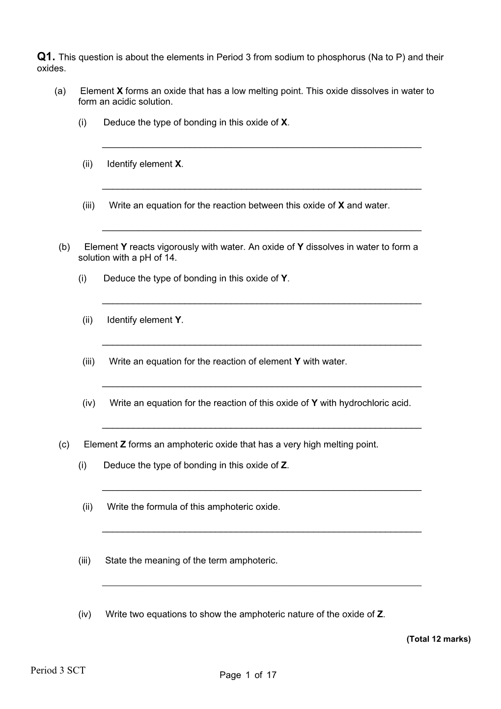 Period 3 from Sodium to Phosphorus (Na to P) and Their Oxides