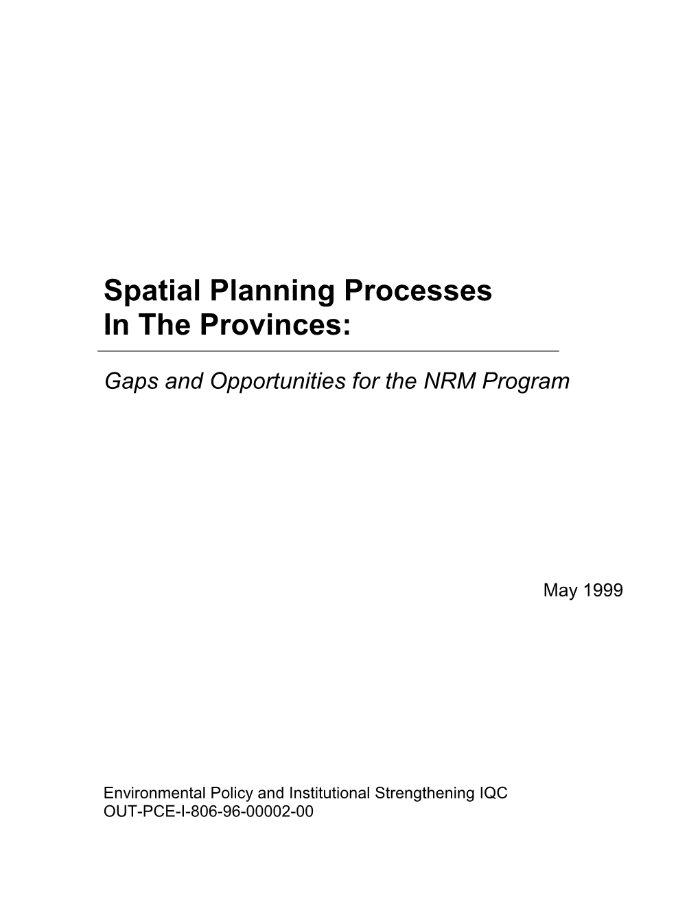 Spatial Planning Processes in the Provinces
