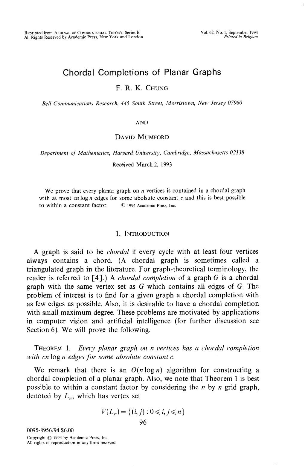 Chordal Completions of Planar Graphs