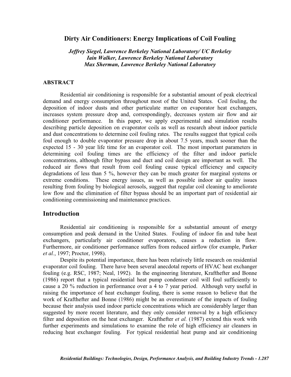 Dirty Air Conditioners: Energy Implications of Coil Fouling