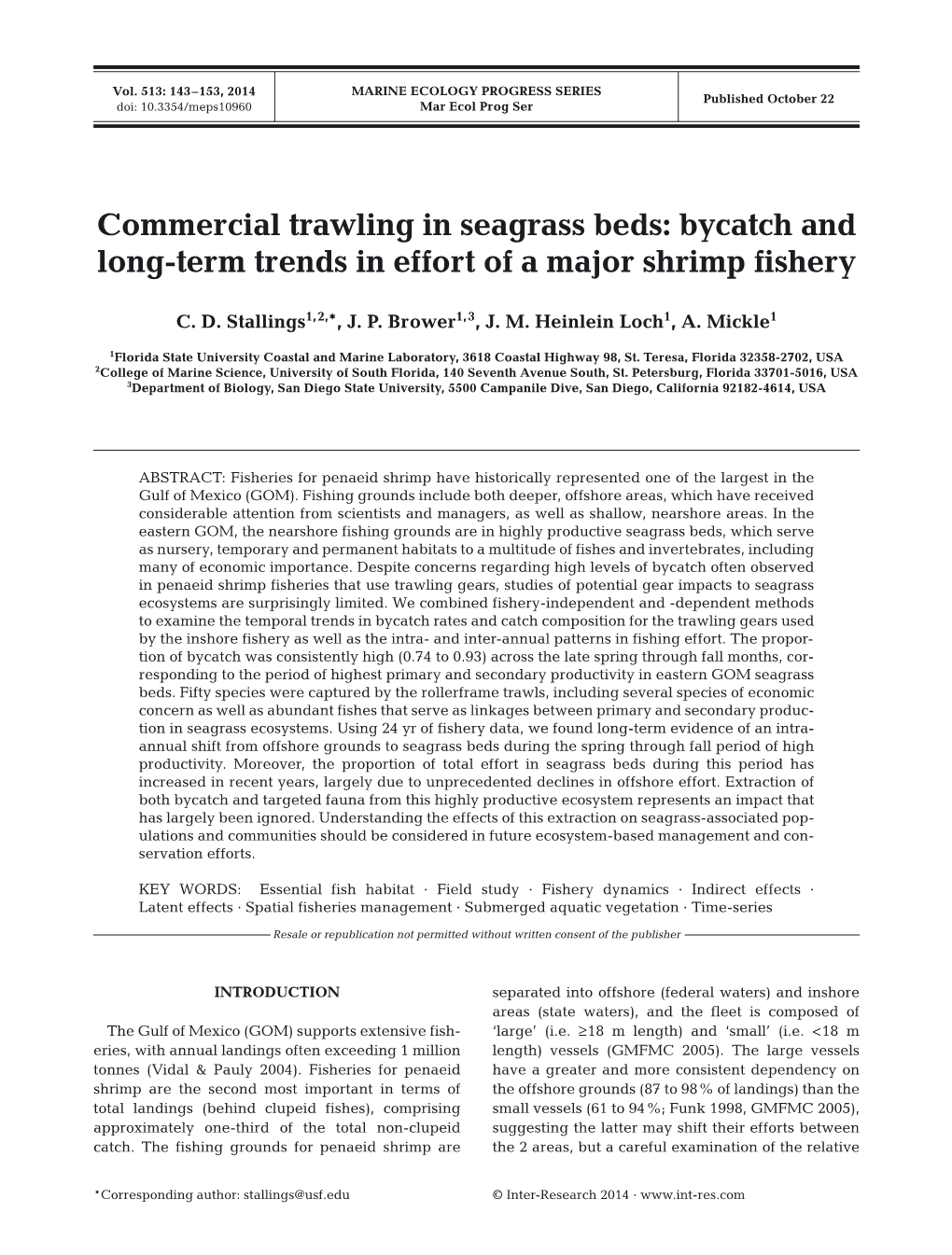 Commercial Trawling in Seagrass Beds: Bycatch and Long-Term Trends in Effort of a Major Shrimp Fishery