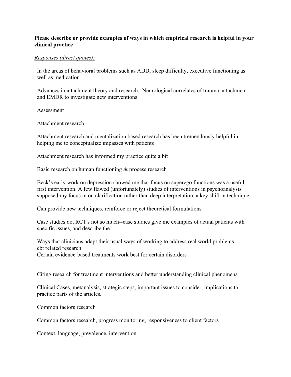 Please Describe Or Provide Examples of Ways in Which Empirical Research Is Helpful in Your Clinical Practice Responses